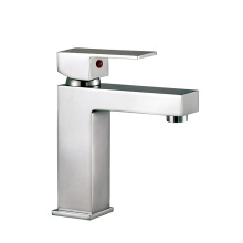 Square Solid Brass Chrome Finished Commercial Basin Mixer Faucet